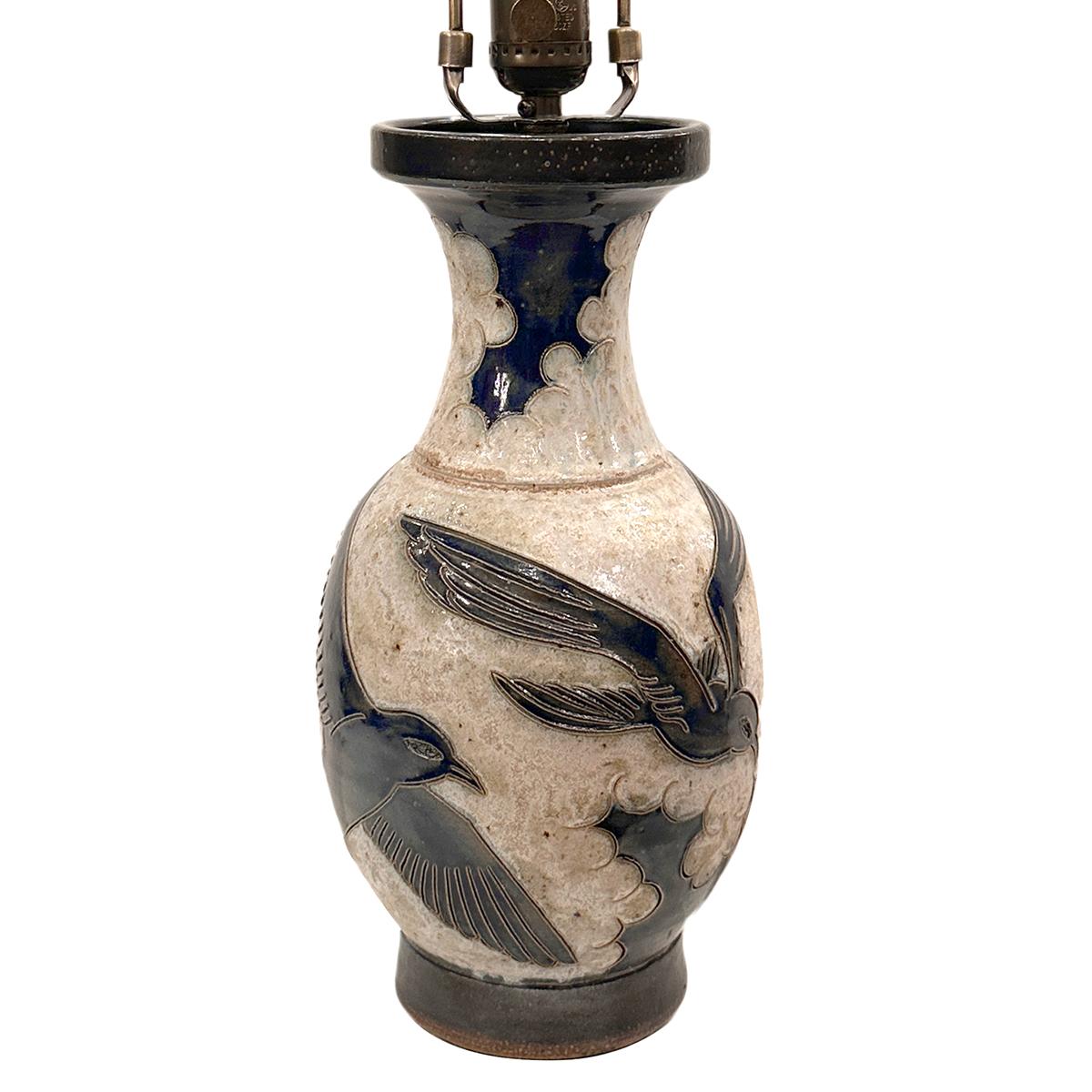 Blue Swallows Table Lamp For Sale 1