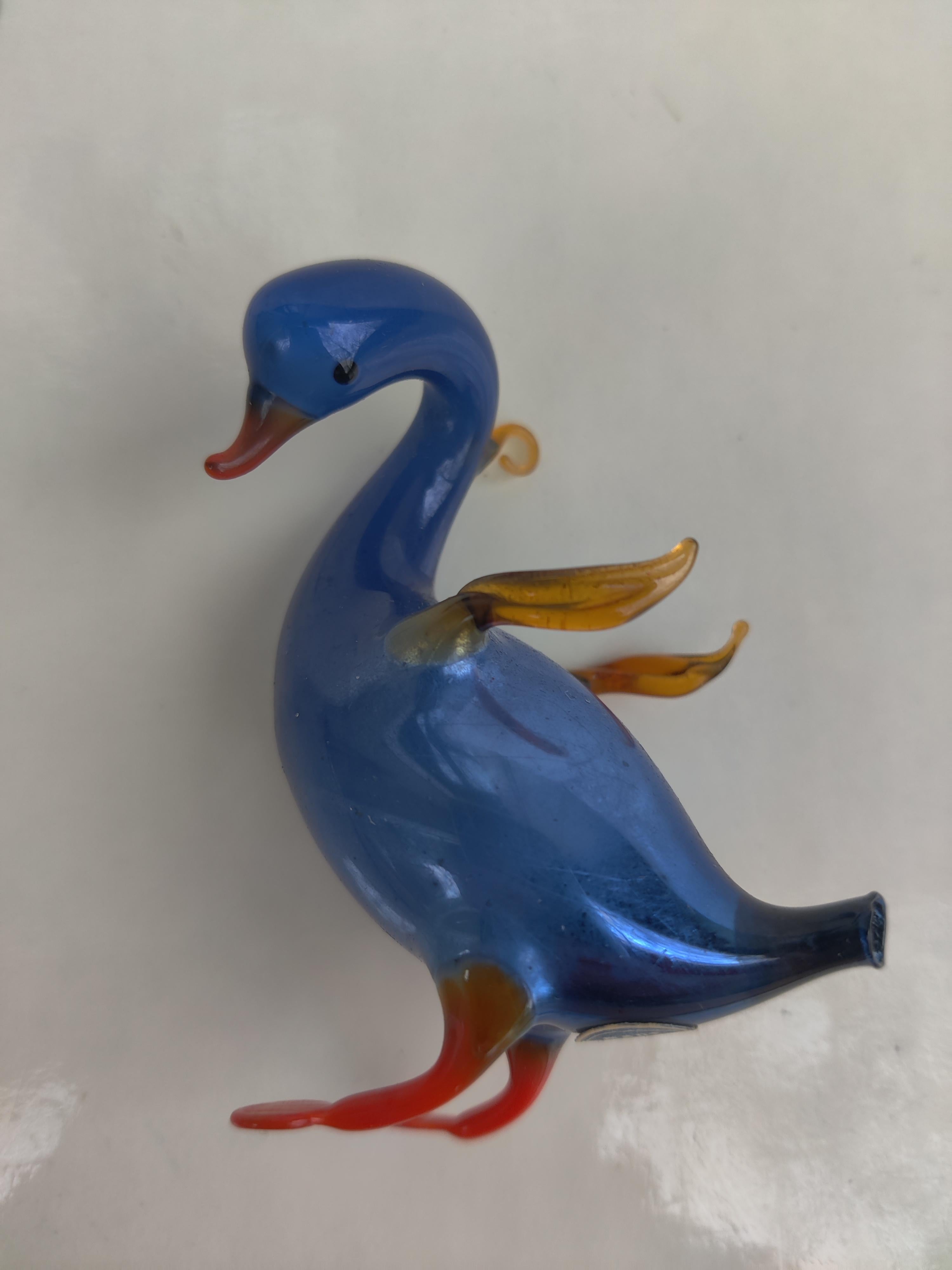 Blue Swan German Blown-Glass Ornament In Good Condition For Sale In Cincinnati, OH