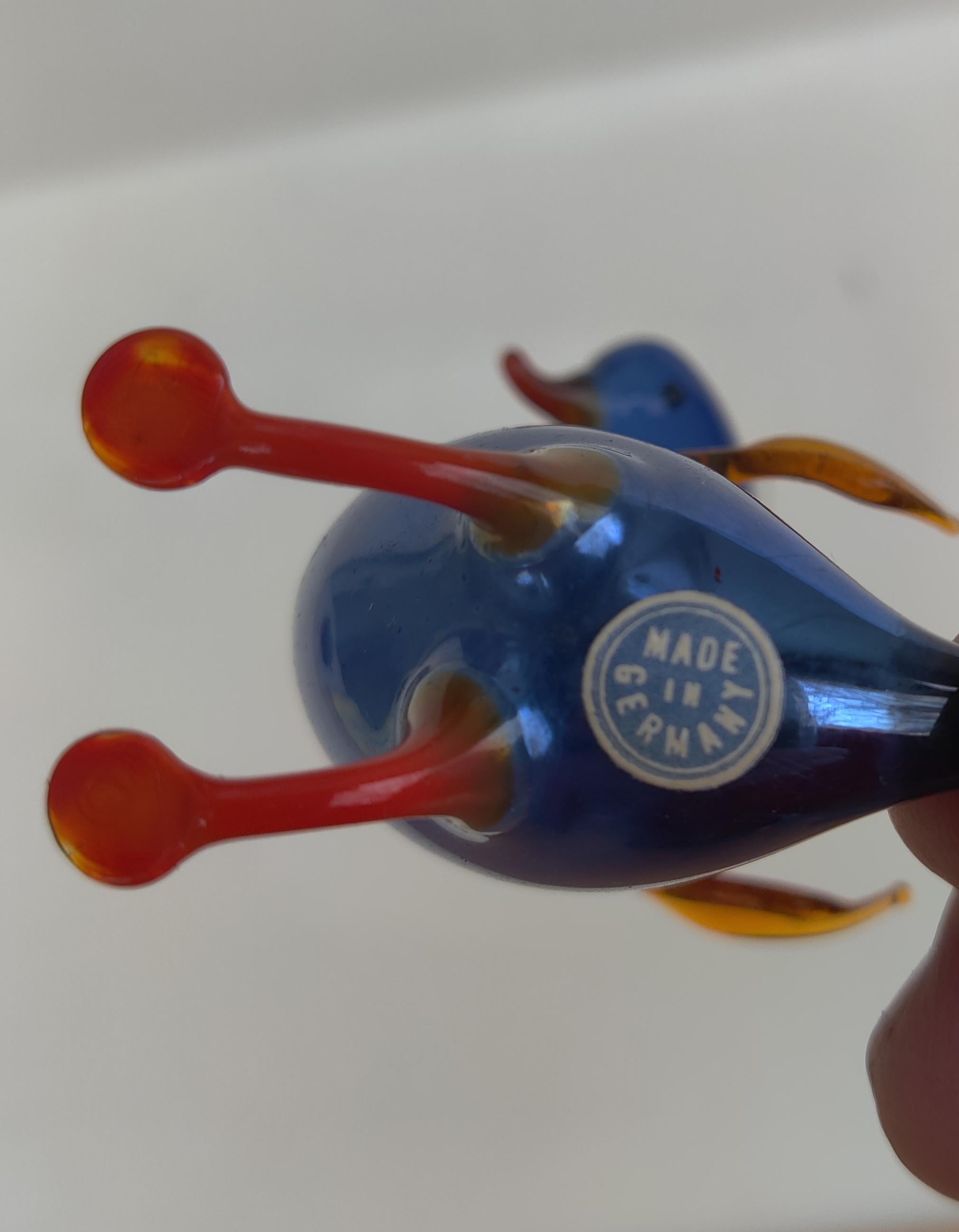 20th Century Blue Swan German Blown-Glass Ornament For Sale