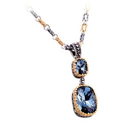 Blue Swarovski Crystals Tricoloependant Necklace, Dimitrios Exclusive M62