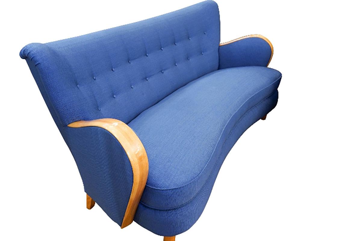 Mid-20th Century Blue Swedish Art Deco Lounge Group, 1940 For Sale