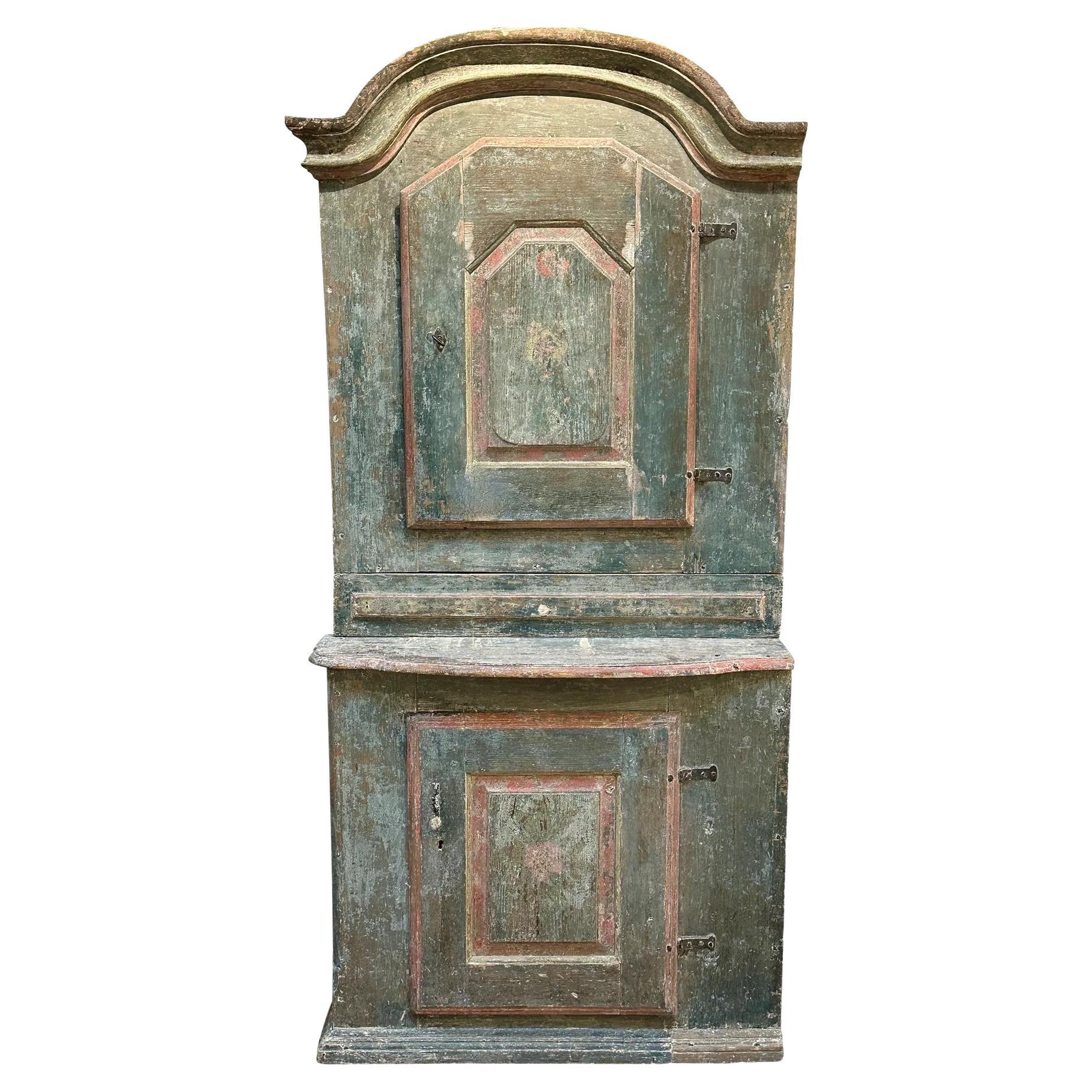 Blue Swedish Cabinet, c. 1800, original paint