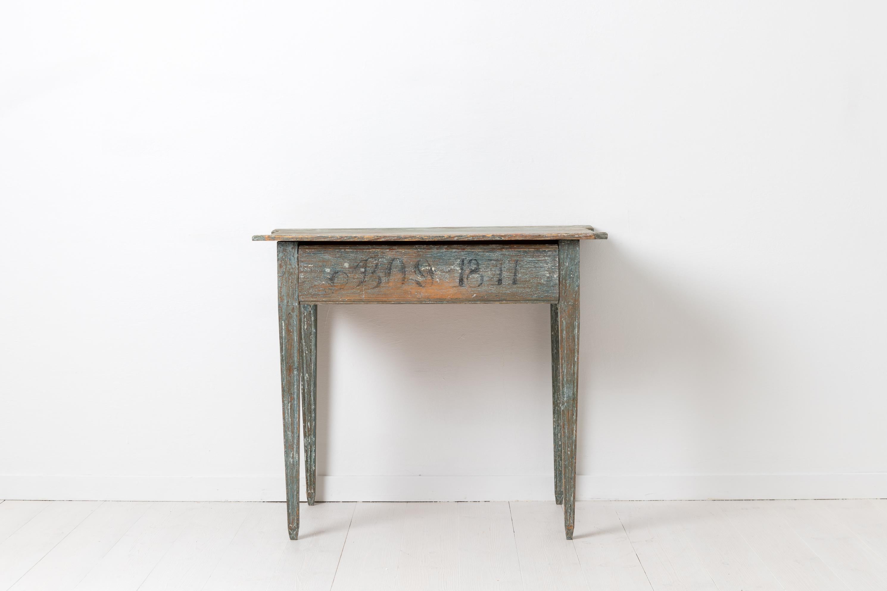 Hand-Crafted Blue Swedish Gustavian Wall Table in Pine