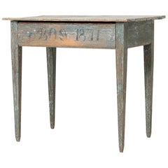 Antique Blue Swedish Gustavian Wall Table in Pine
