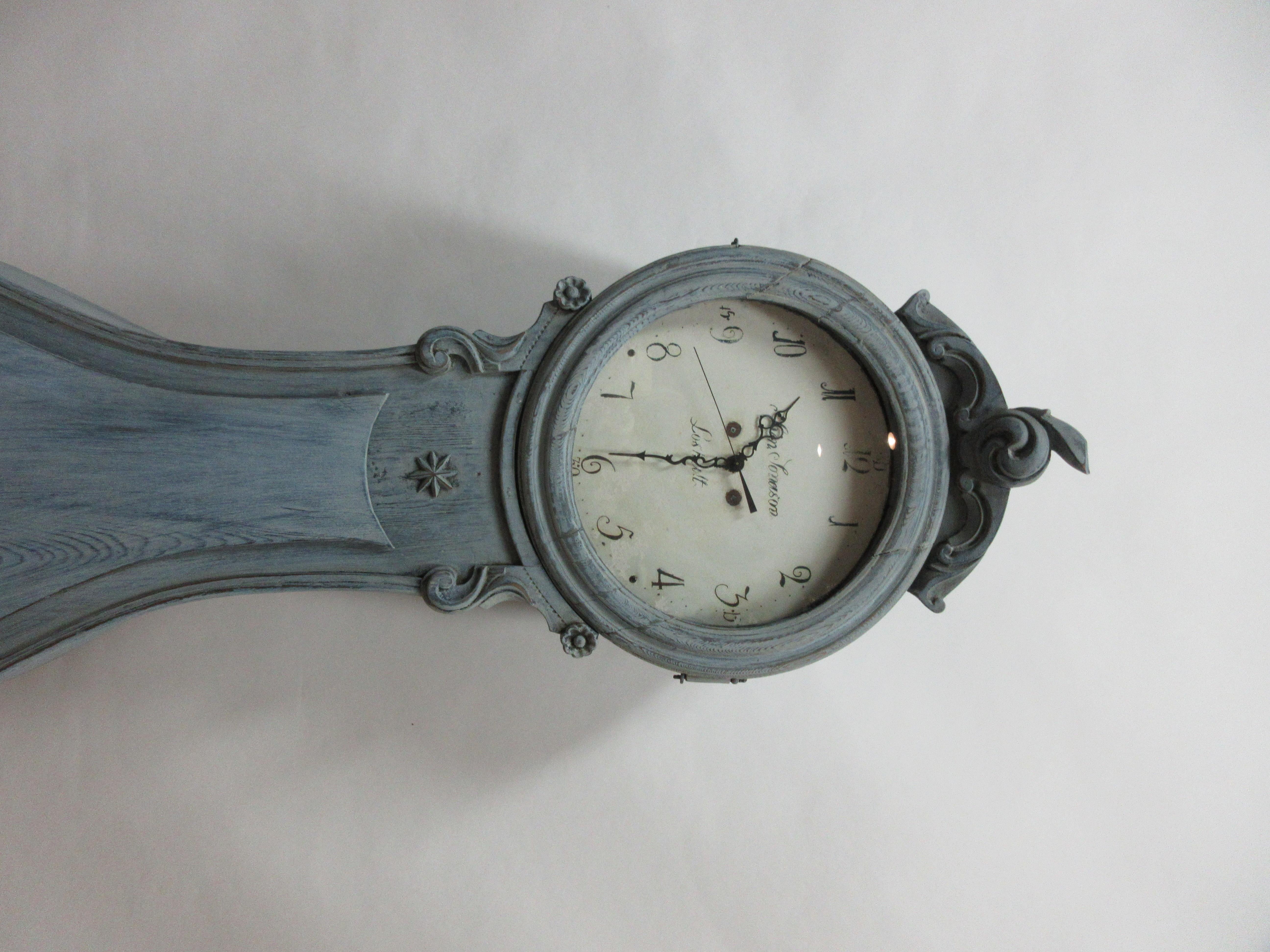 This is a blue Swedish Mora clock, its been restored and repainted with 