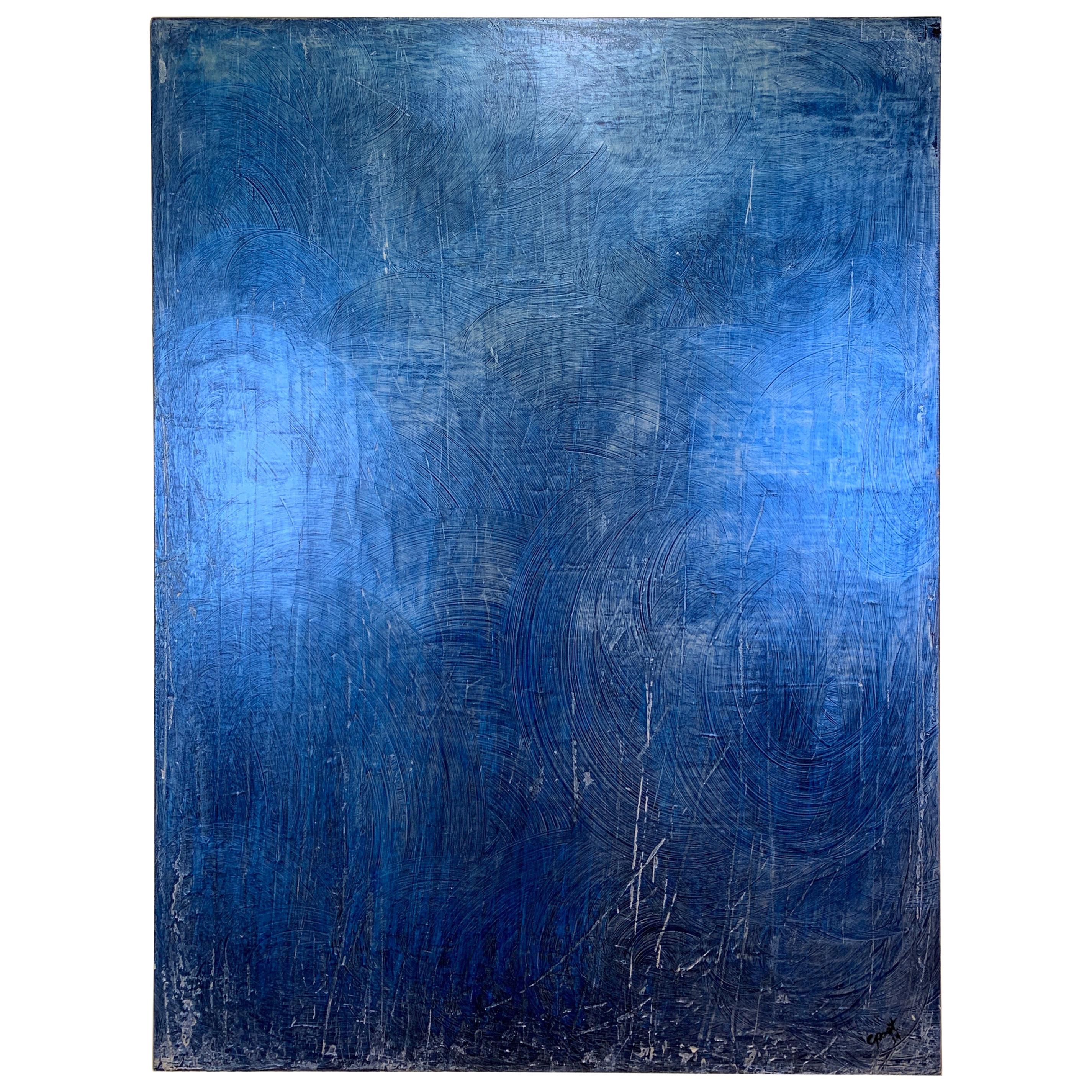 Blue Swirl, 2019, by Carol Post, Venetian Plaster and Acrylic on Canvas