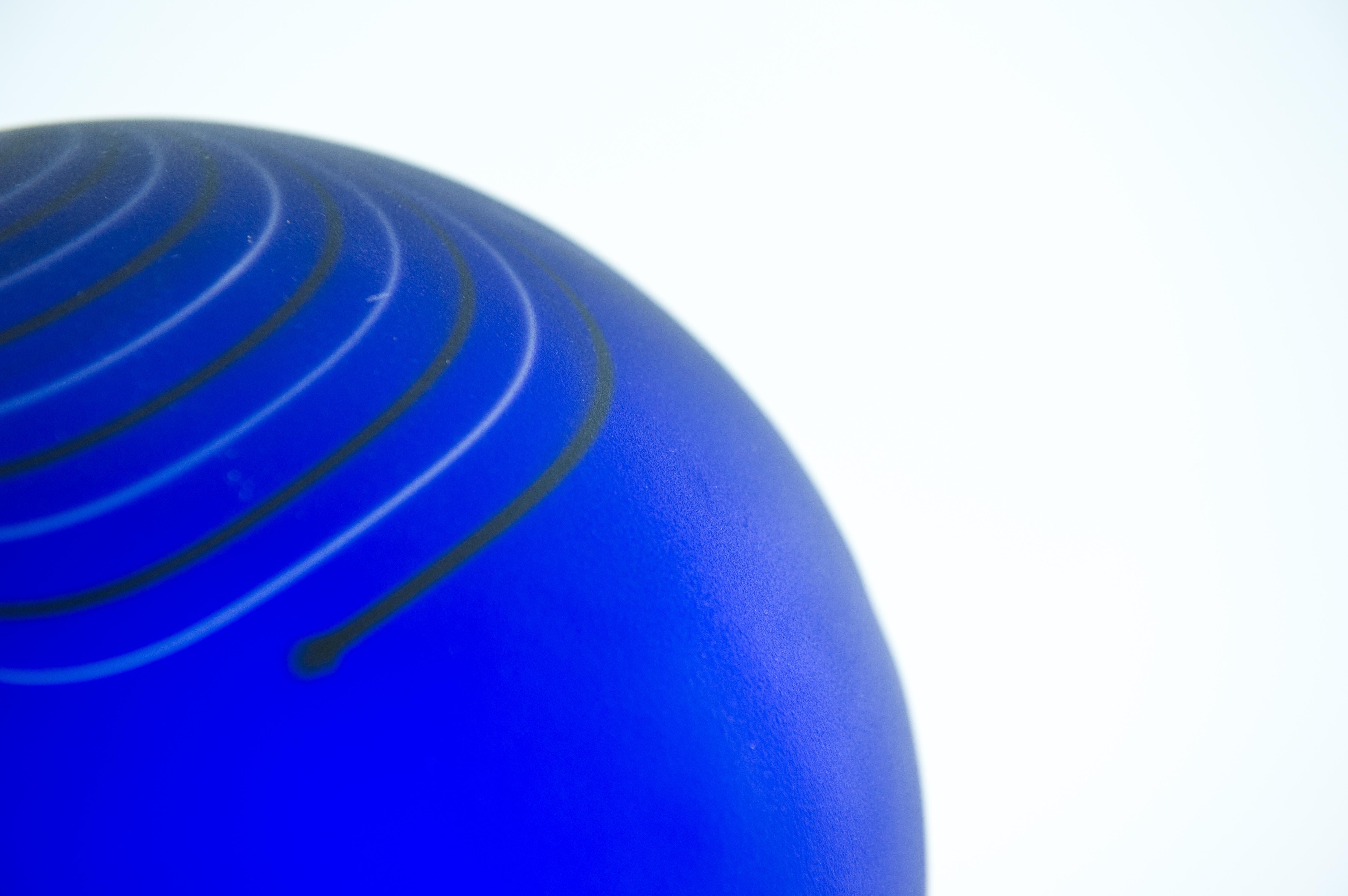 Blue Swirl Murano Art Glass Sphere Vase, Alberto Donà, 1980 For Sale 6