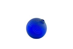 Blue Swirl Murano Art Glass Sphere Vase, Alberto Donà, 1980