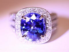 Blue Synthetic Oval Sapphire Engagement or Right Hand Ring 18 Karat White Gold