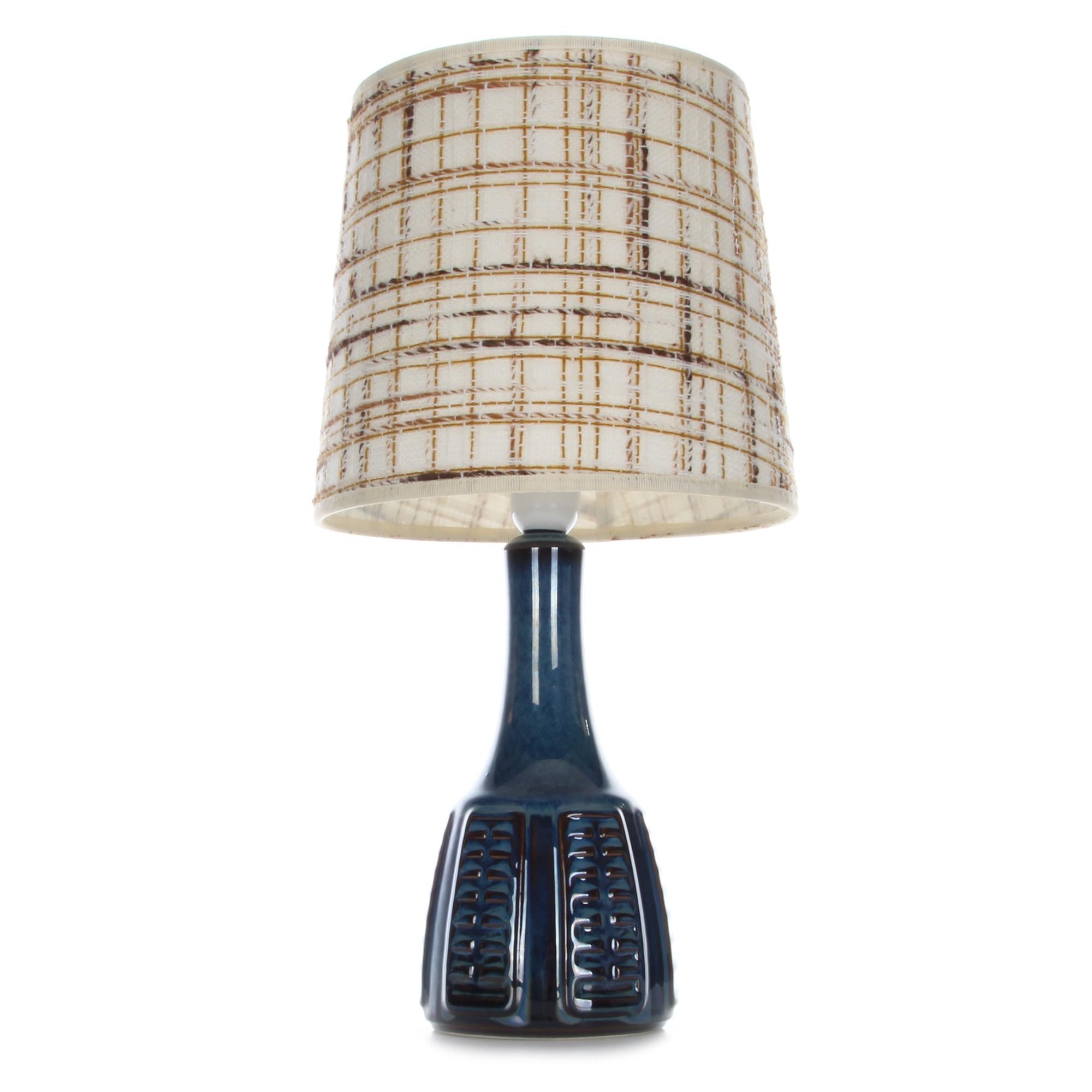Scandinavian Modern Blue Table Lamp by Einar Johansen for Soholm 1960s, with Vintage Shade Included