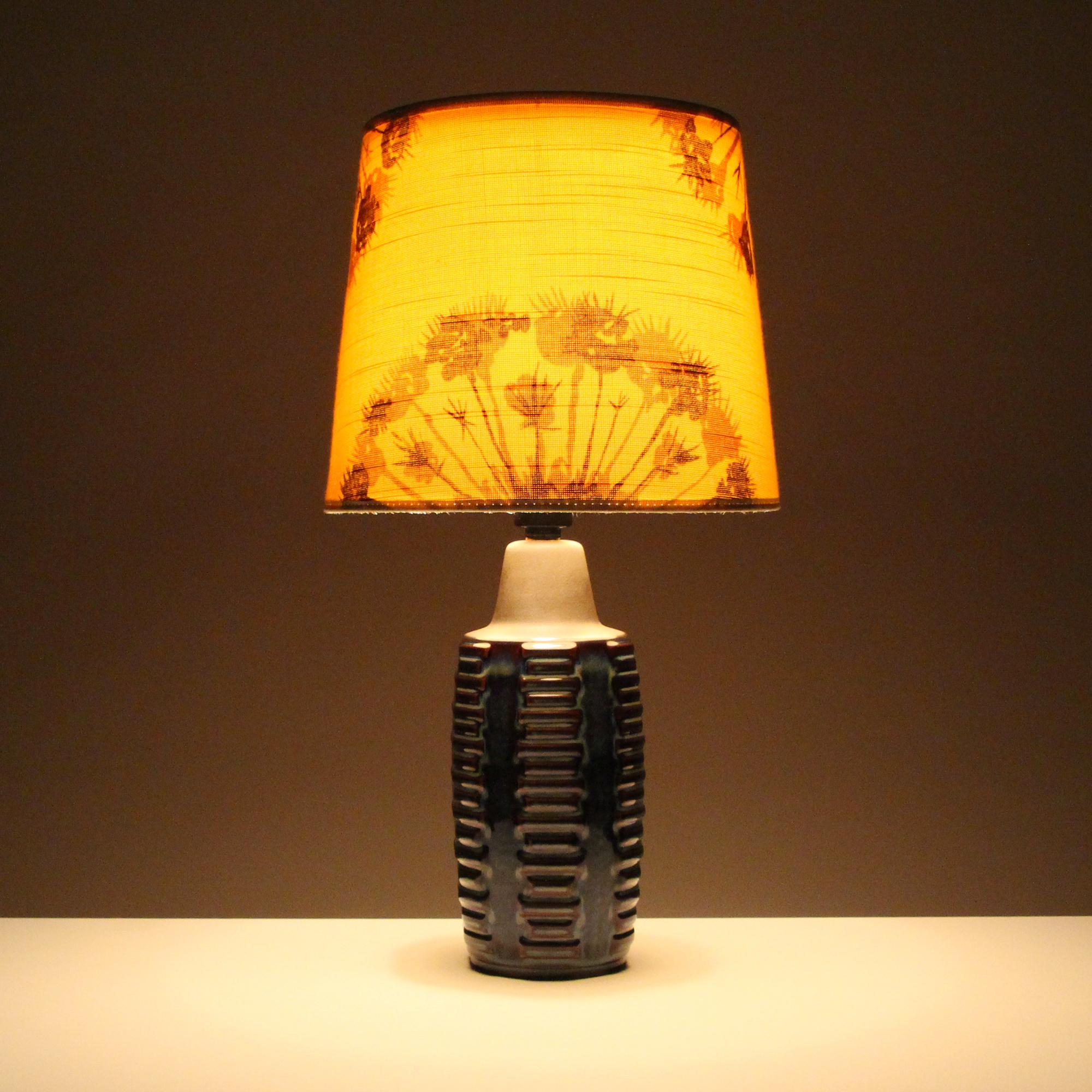 Blue Table Lamp by Einar Johansen Soholm 1960s, with Vintage Shade Included  at 1stDibs