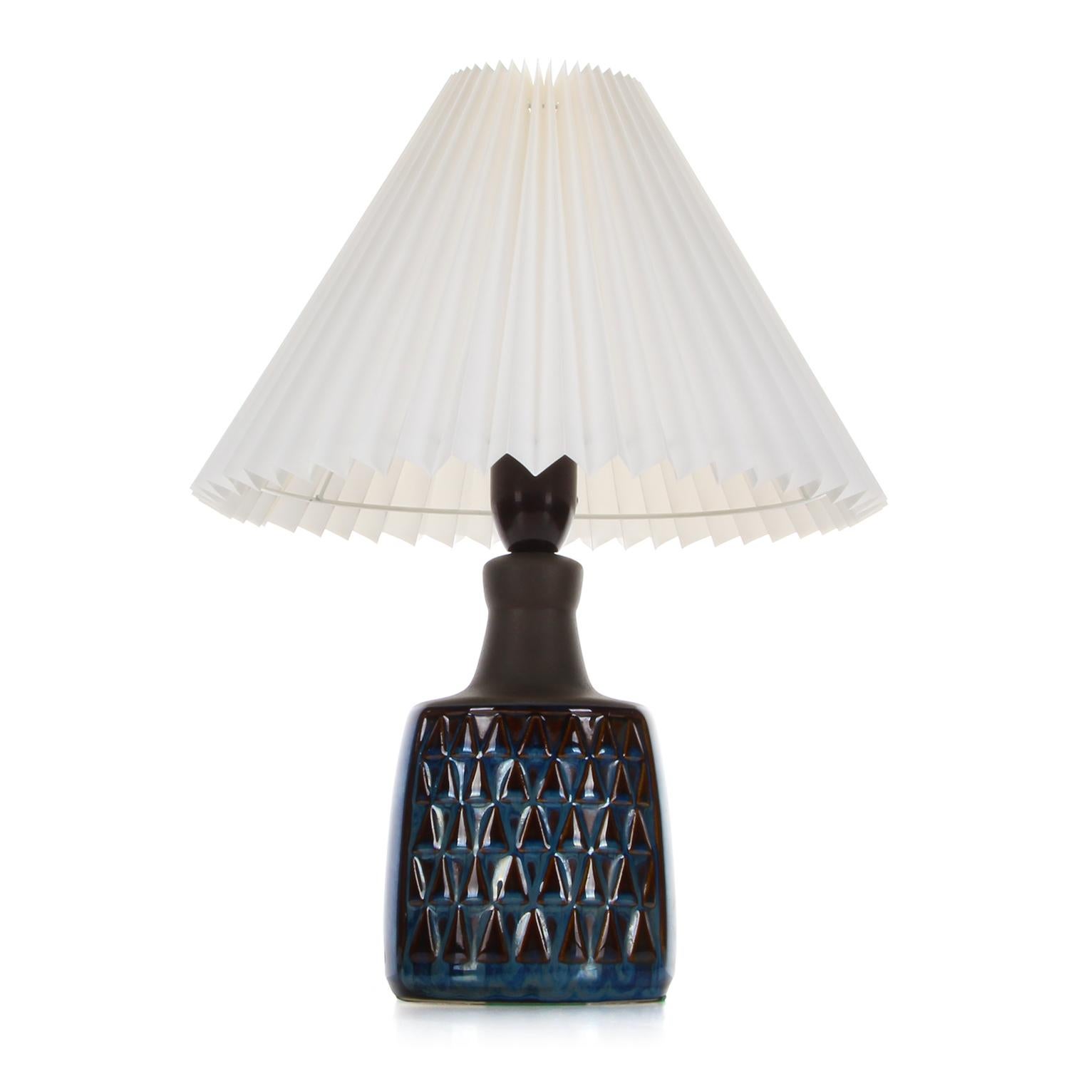 Scandinavian Modern Blue Table Lamp by Einar Johansen Soholm 1960s, with Vintage Shade Included