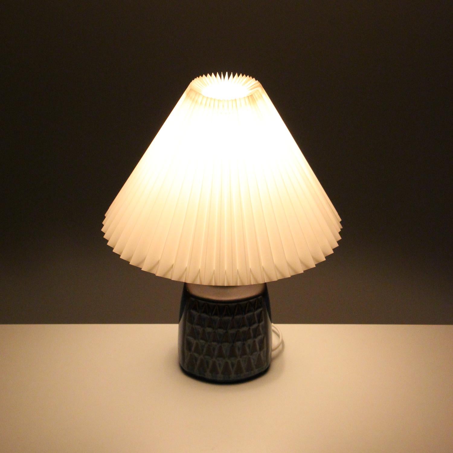 Mid-20th Century Blue Table Lamp by Einar Johansen Soholm 1960s, with Vintage Shade Included