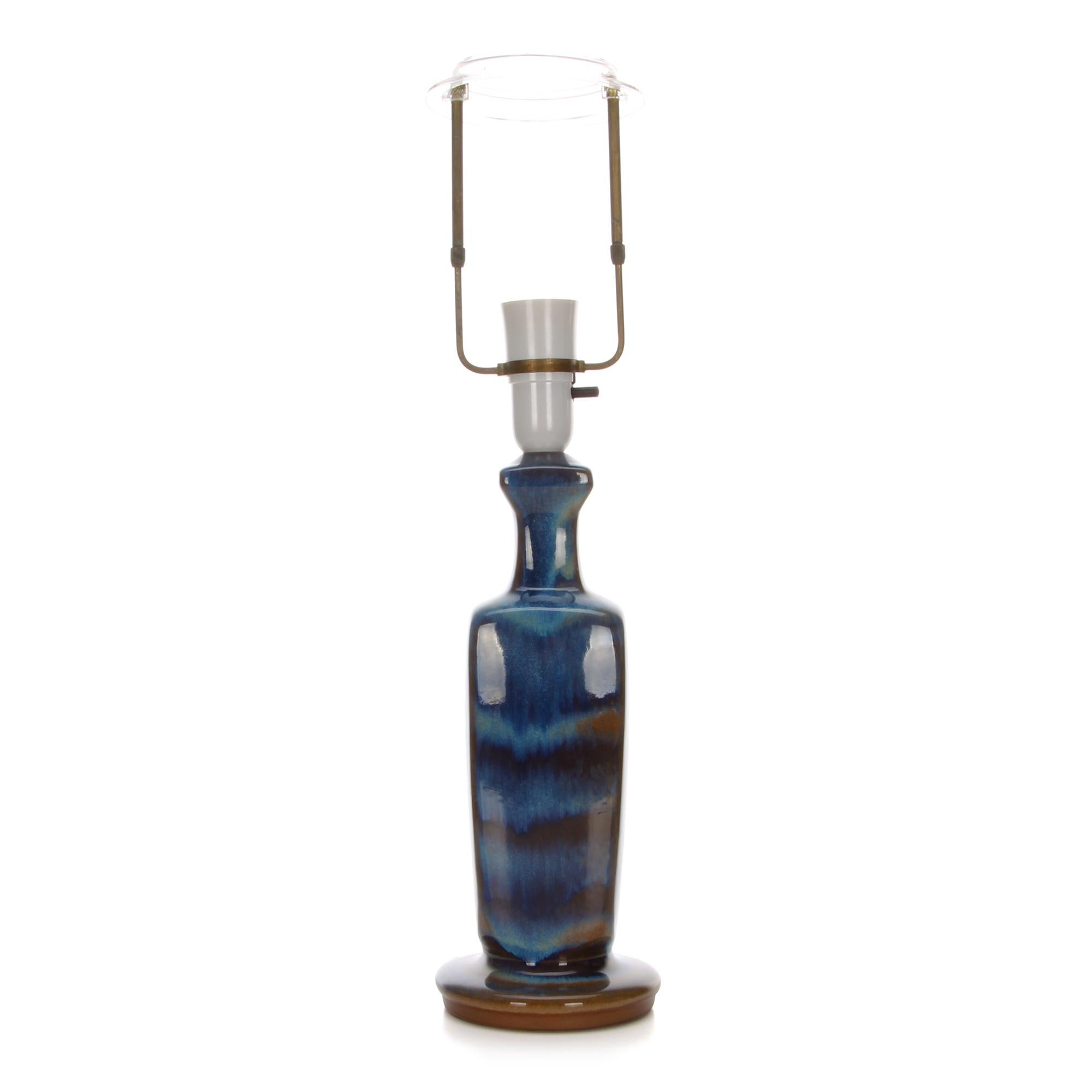 Mid-20th Century Blue Table Lamp by Michael Andersen & Son 1960s, with Vintage Shade Included