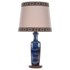 Blue Table Lamp by Michael Andersen & Son 1960s, with Vintage Shade Included