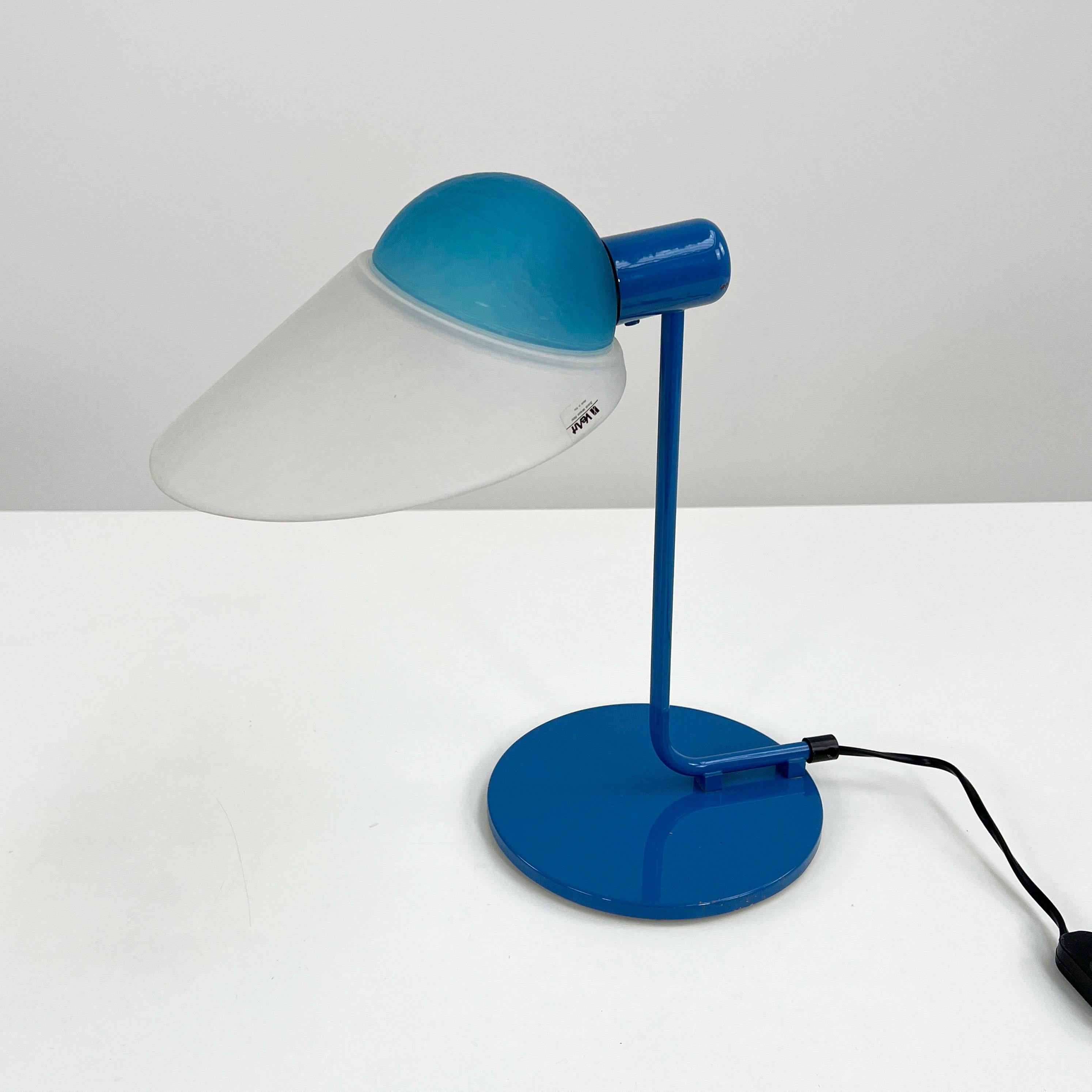 Mid-Century Modern Blue Table Lamp in Glass & Metal from VeArt, 1980s