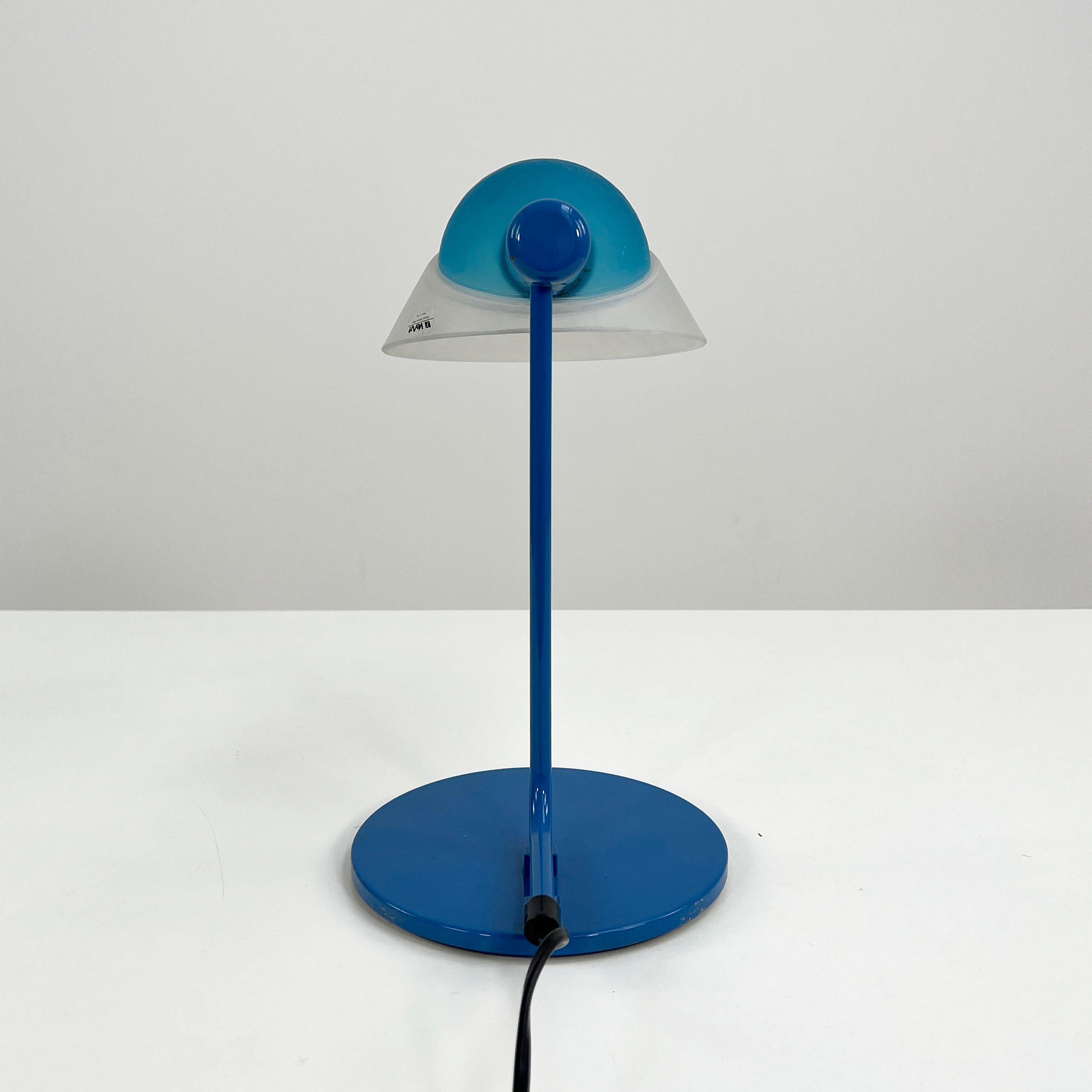 Blue Table Lamp in Glass & Metal from VeArt, 1980s 1