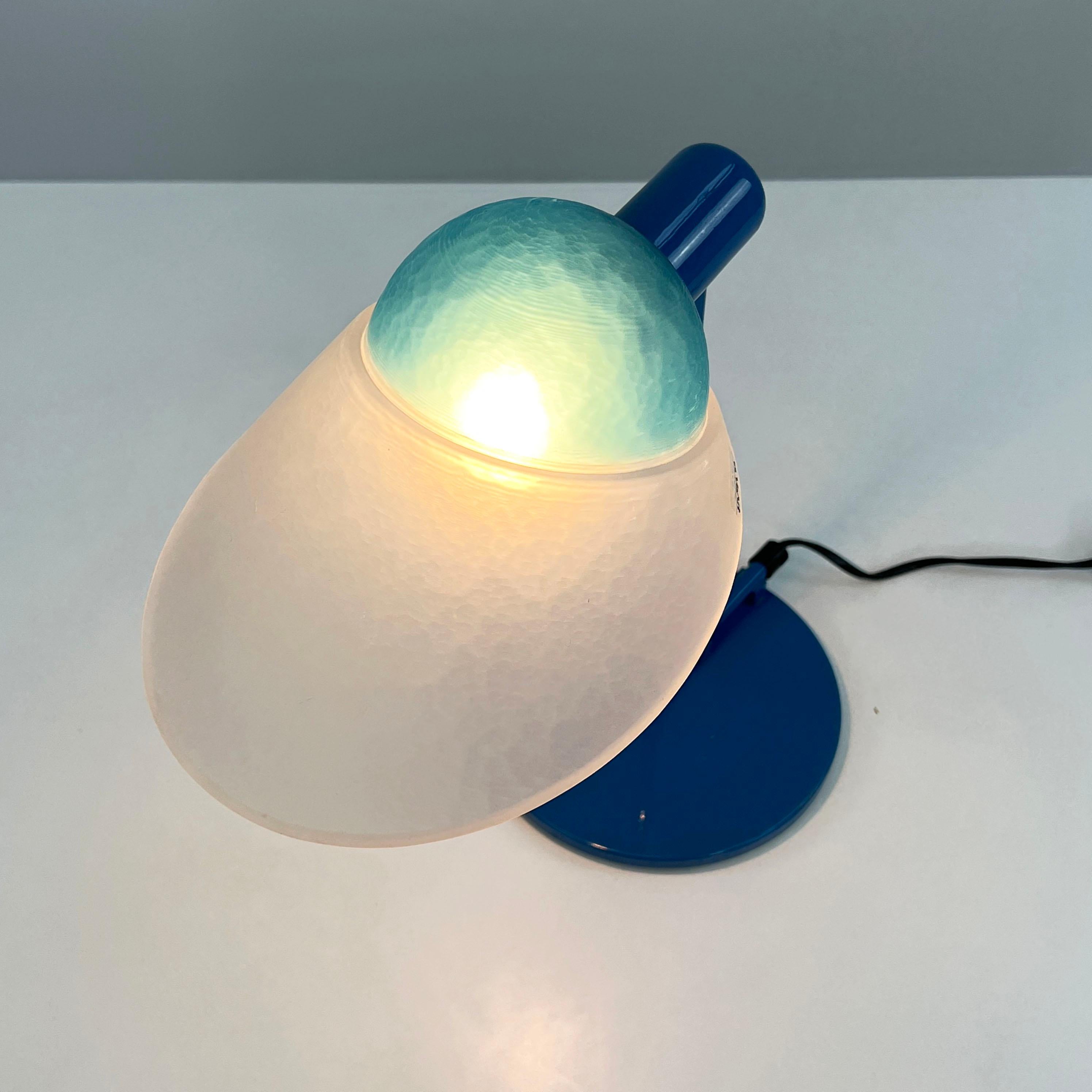 Blue Table Lamp in Glass & Metal from VeArt, 1980s 2
