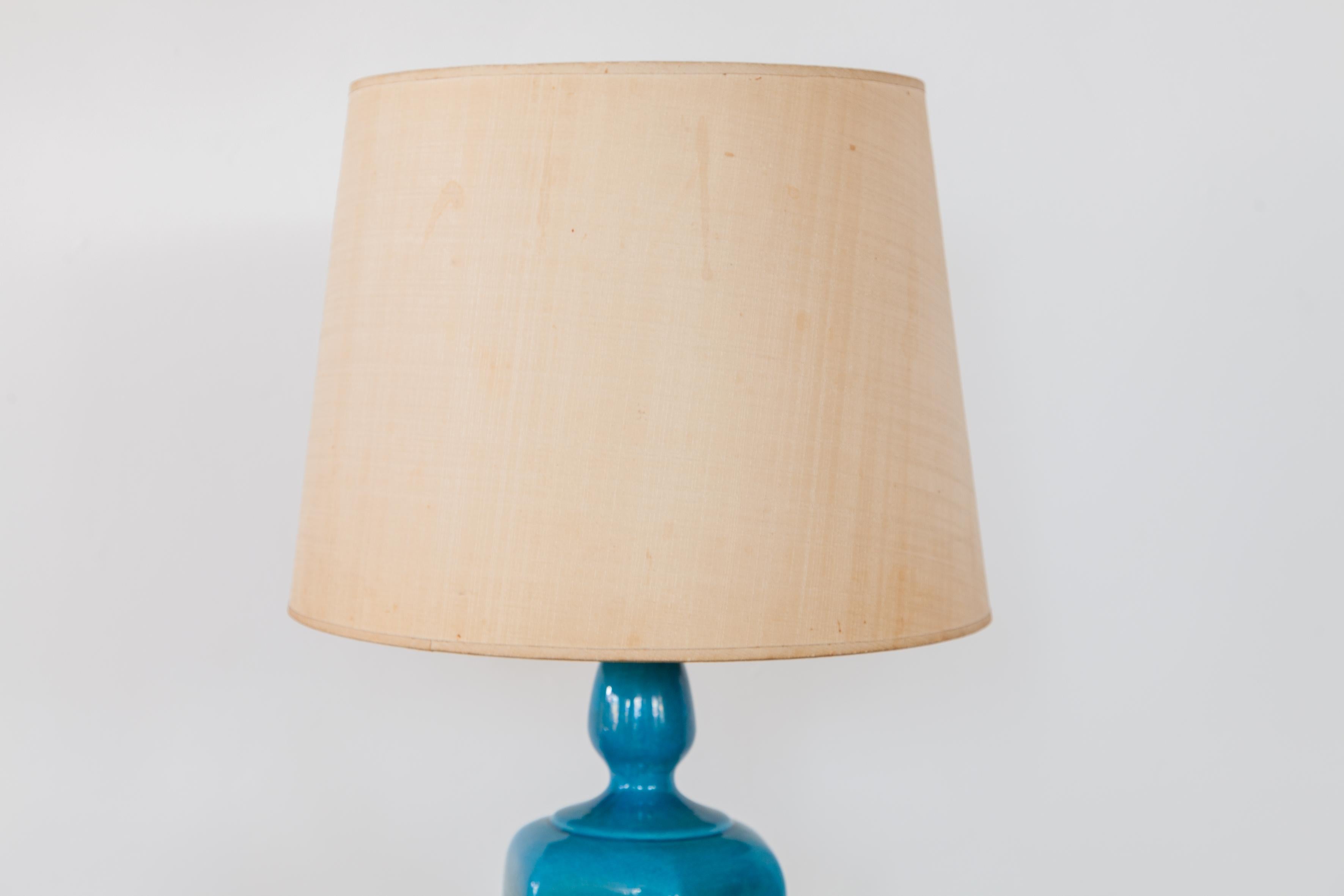 Glazed Blue Table Lamp Made in Italy, 1970s For Sale