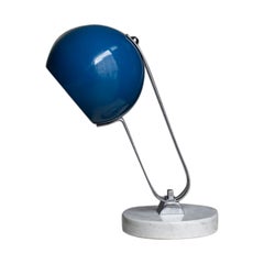 Blue Table Lamp with Marble Foot, Italy, 1970s