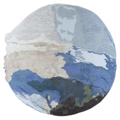 Blue Tactile 250 Round Rug in Hand-knotted Wool and Bamboo Silk by Mohebban