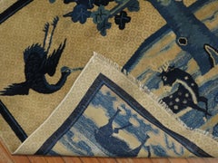 Blue Tan Chinese Animal Pictorial Landscape Rug