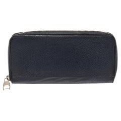 Blue Taurillon leather Vertical Zippy Wallet with silver-tone hardware