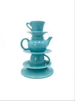 Blue Tea Cups Stack Vase, Italy, 1980s