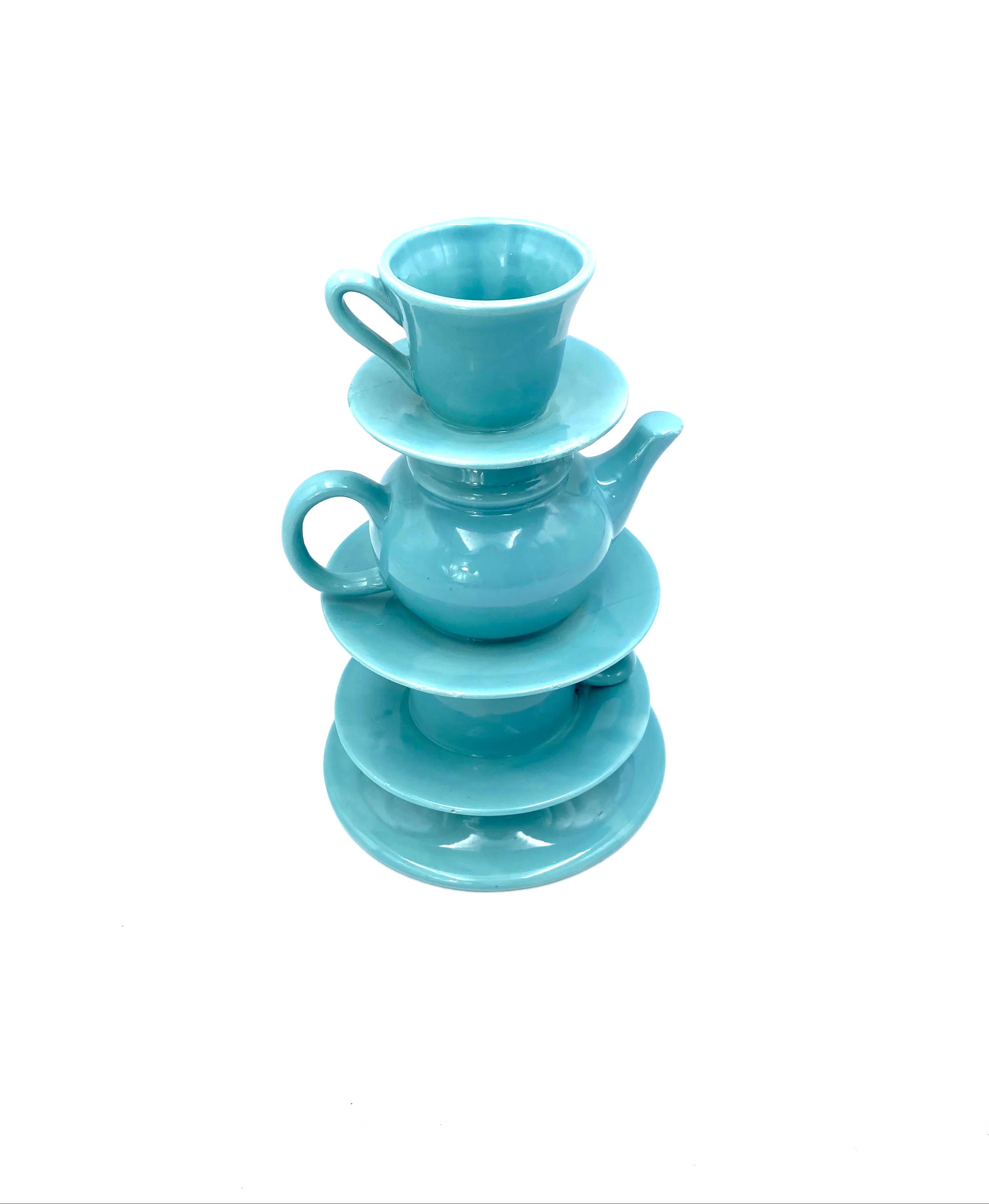 Post-Modern Blue Tea Cups Stack Vase, Italy, 1980s For Sale