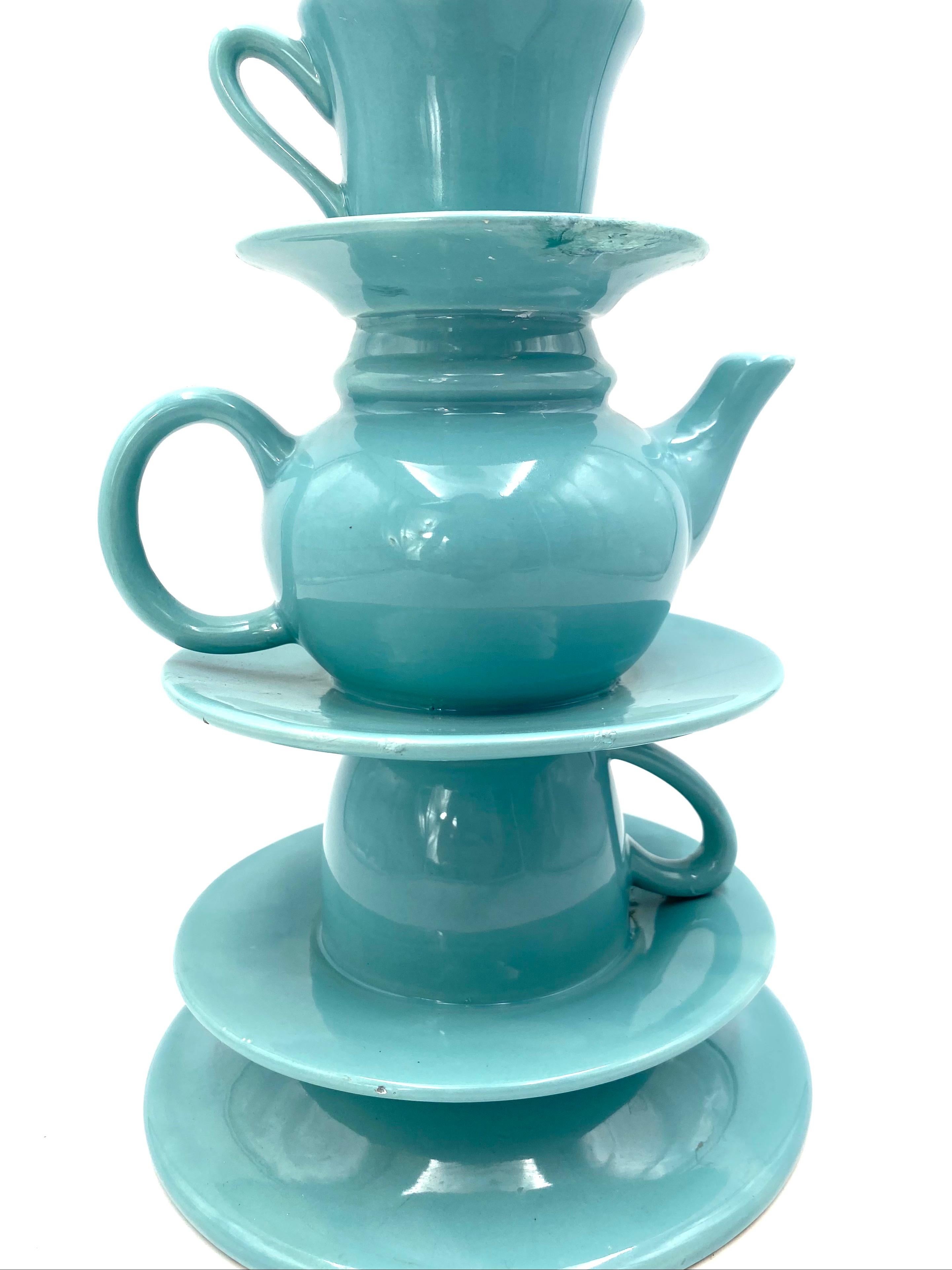 Late 20th Century Blue Tea Cups Stack Vase, Italy, 1980s For Sale