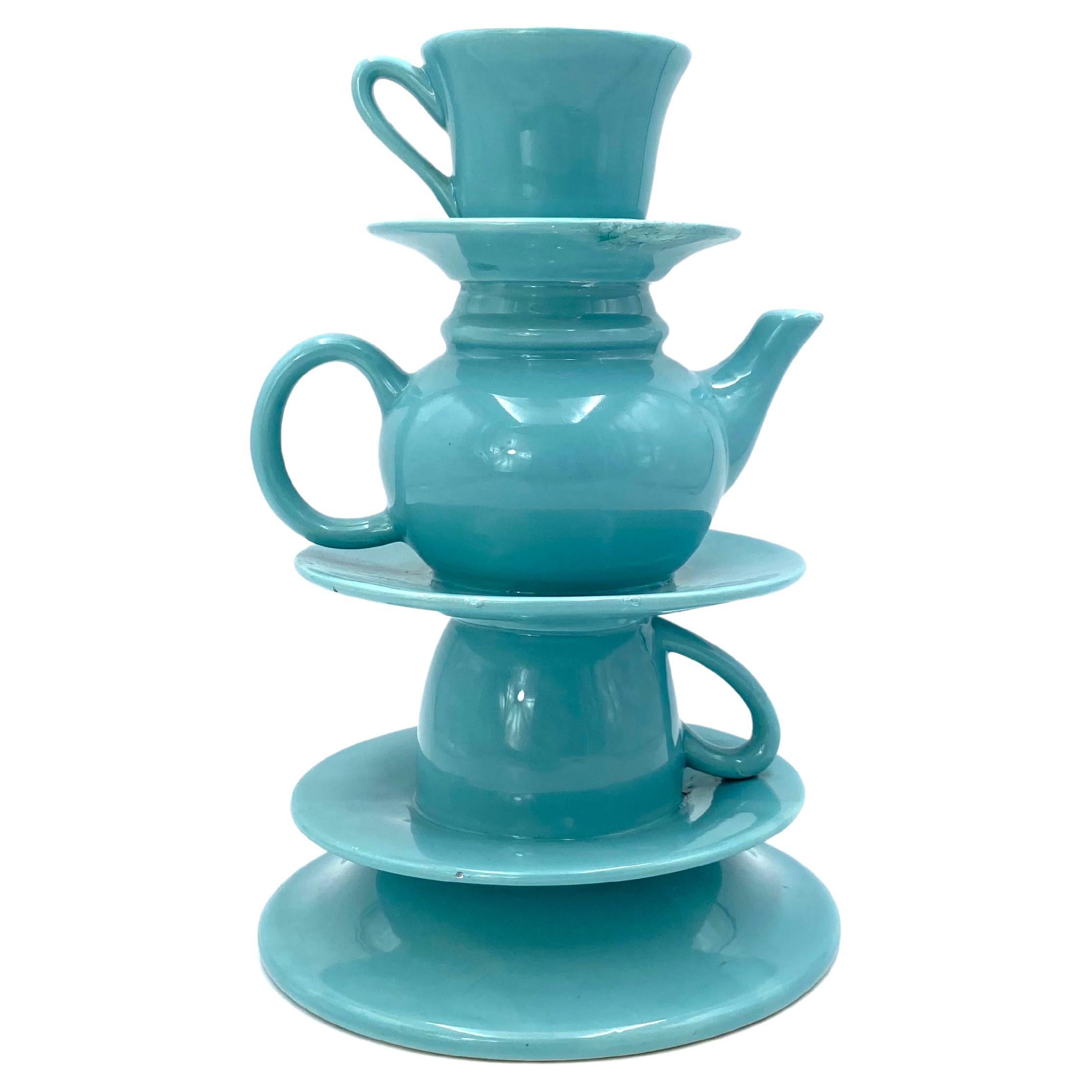 Blue Tea Cups Stack Vase, Italy, 1980s