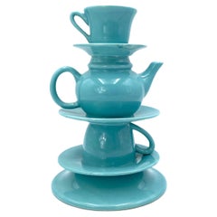 Vintage Blue Tea Cups Stack Vase, Italy, 1980s
