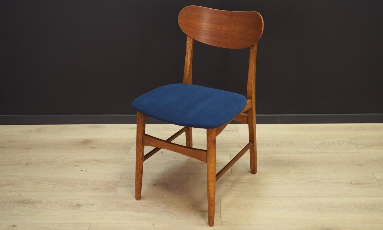 Blue Teak Chairs Vintage Danish Design, 1960s 3