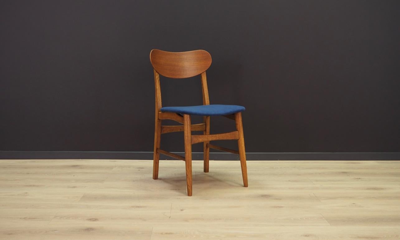 Scandinavian Modern Blue Teak Chairs Vintage Danish Design, 1960s