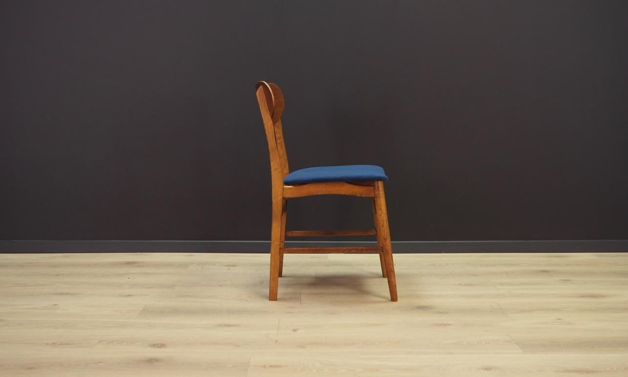 Woodwork Blue Teak Chairs Vintage Danish Design, 1960s