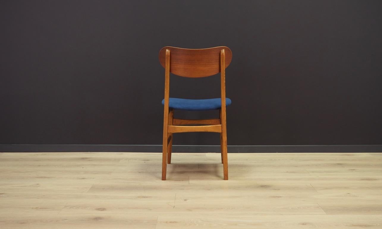 Late 20th Century Blue Teak Chairs Vintage Danish Design, 1960s