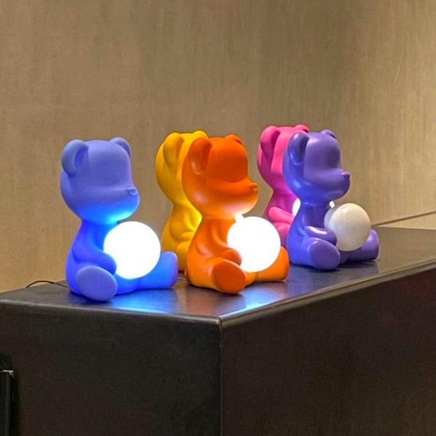 Hellblaue Teddy-Bär-Lampe, LED, auf tragbar (Moderne) im Angebot