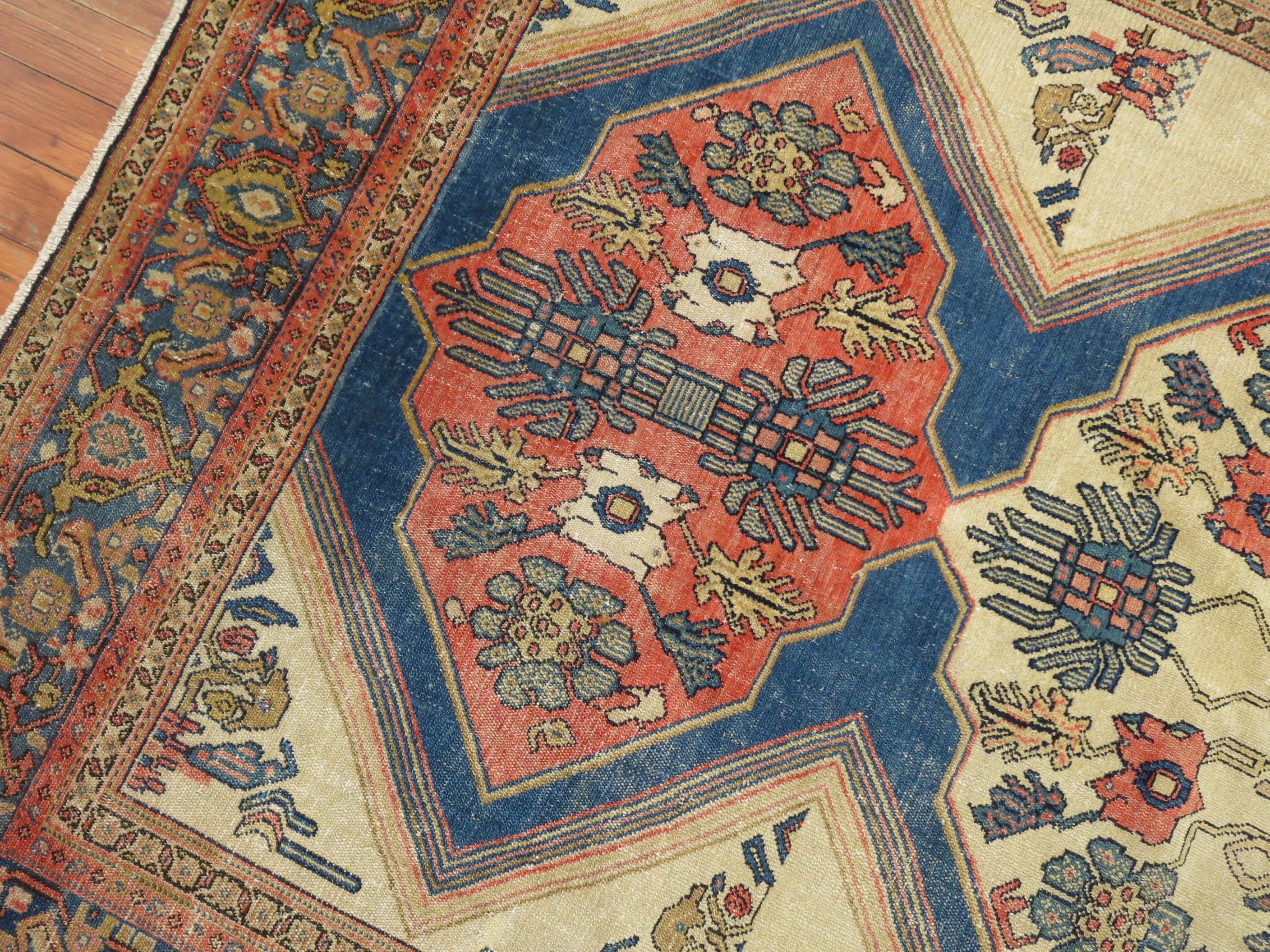 Blauer Terrakotta-Antik-Senneh-Teppich im Angebot 2