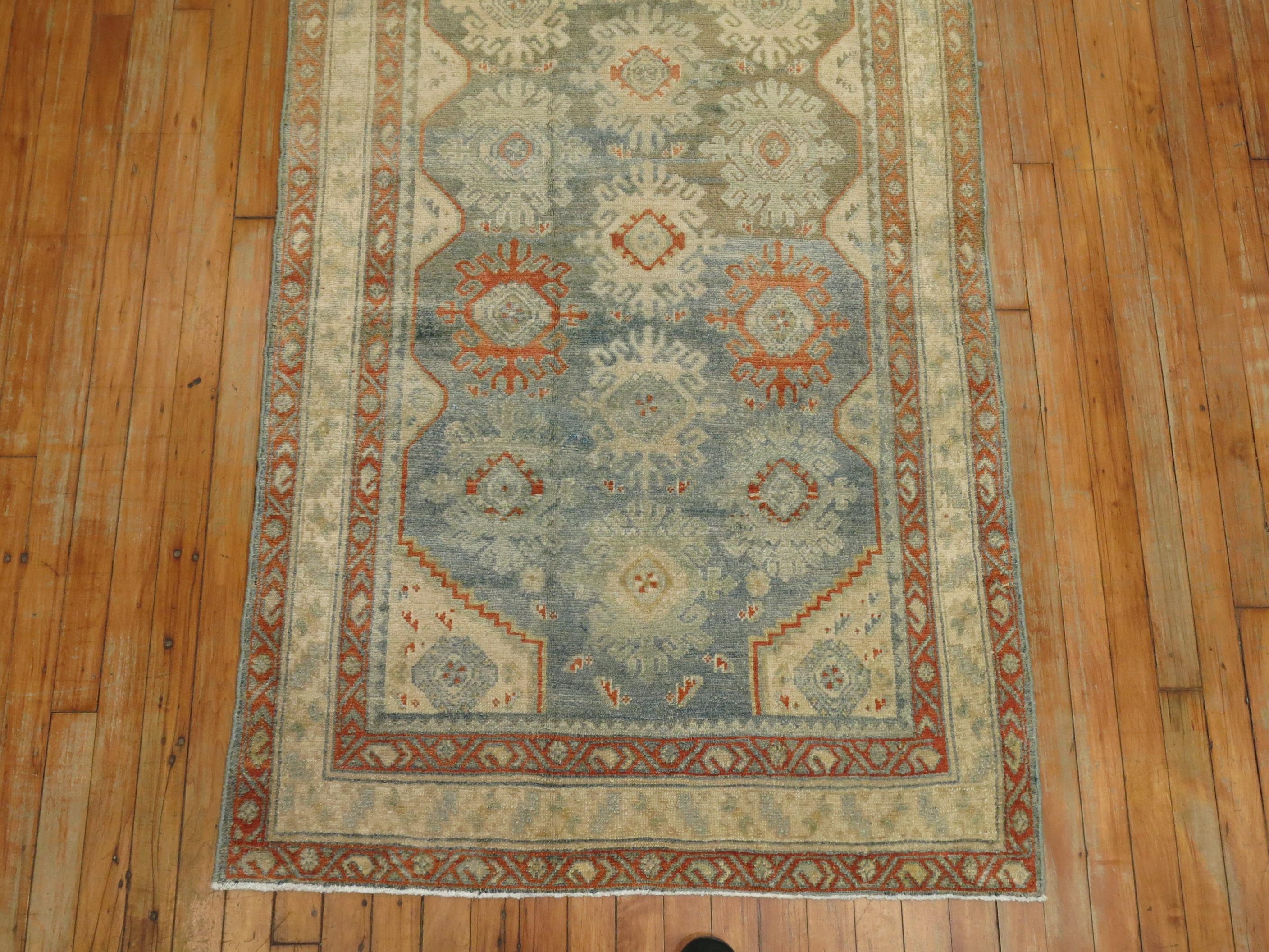 Blue Terracotta Malayer Persian Runner, Early 20th Century For Sale 3