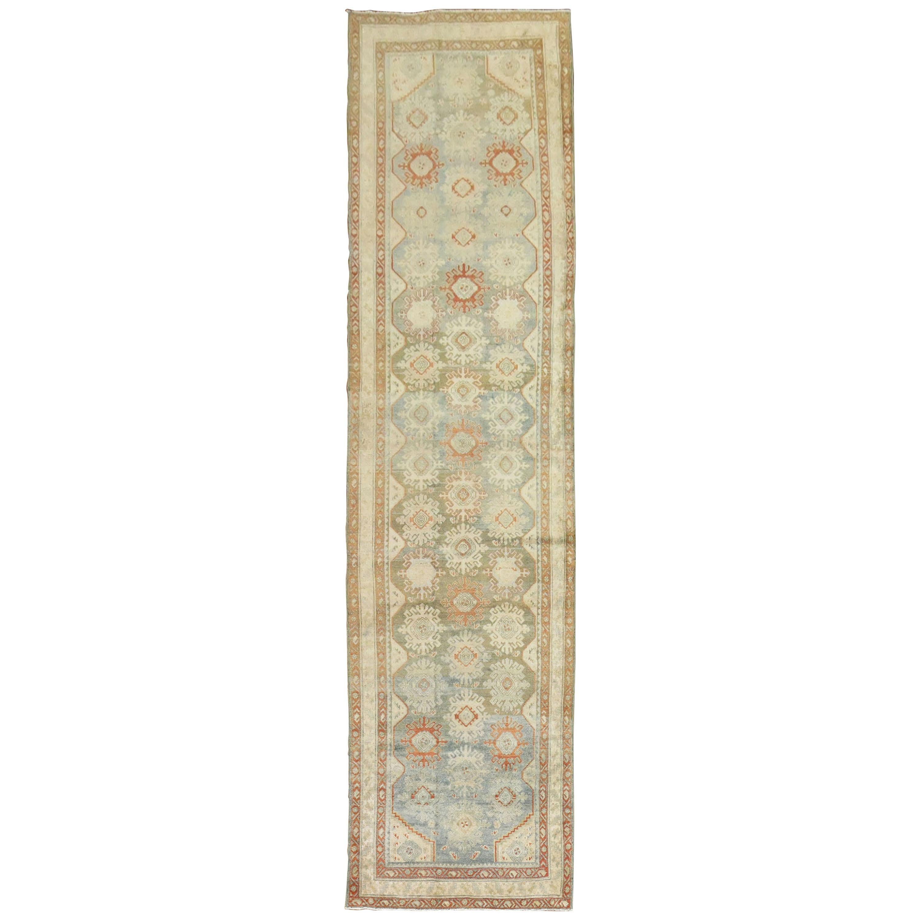 Blue Terracotta Malayer Persian Runner, Early 20th Century