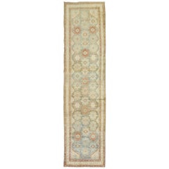 Vintage Blue Terracotta Malayer Persian Runner, Early 20th Century