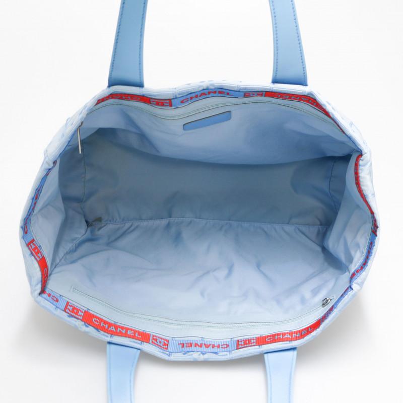 Blue Textile Tote Monogram Chanel Bag For Sale 6