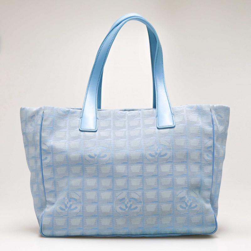 Blue Textile Tote Monogram Chanel Bag In Good Condition For Sale In Paris, FR