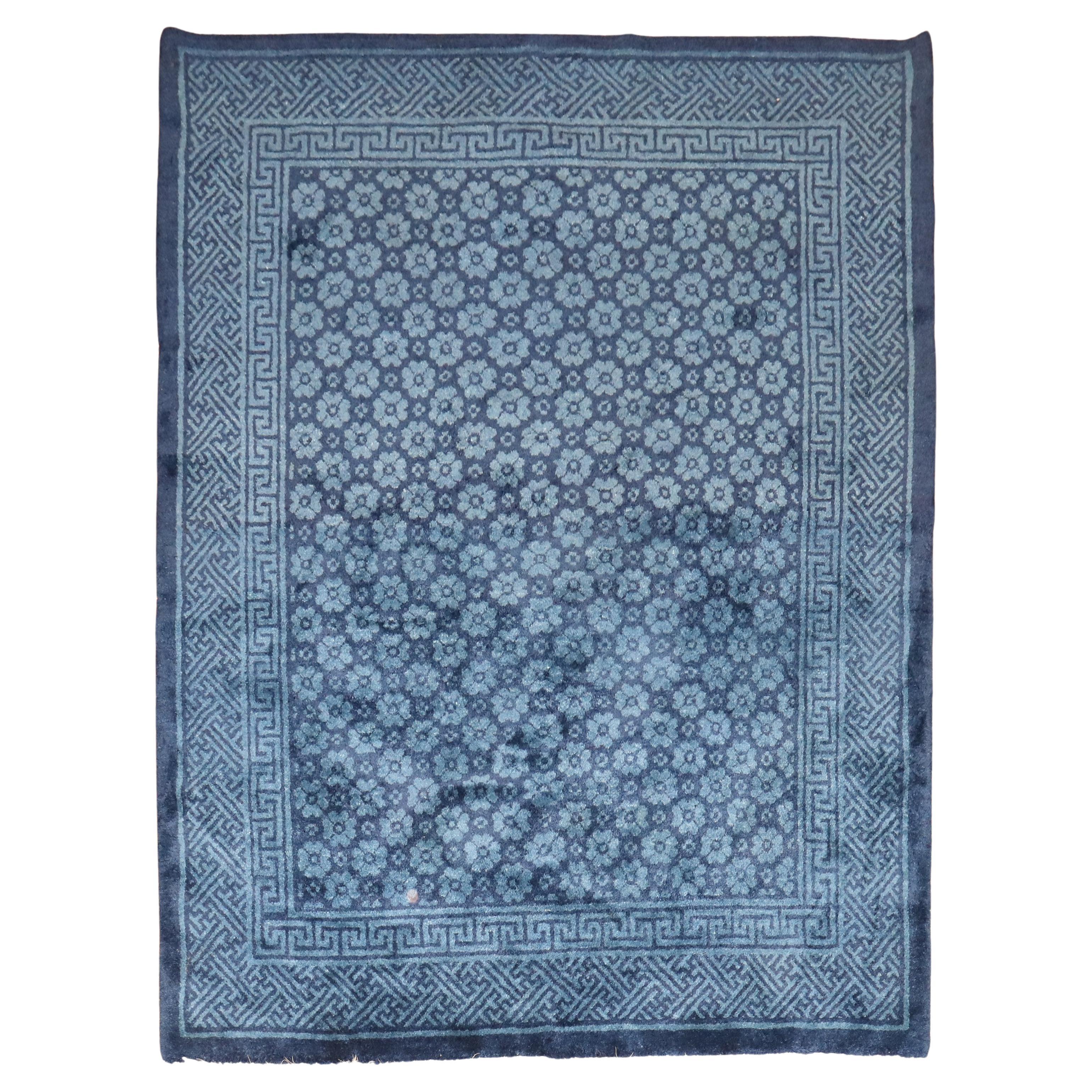 Tapis d'accentuation bleu en peluche tibétaine en vente