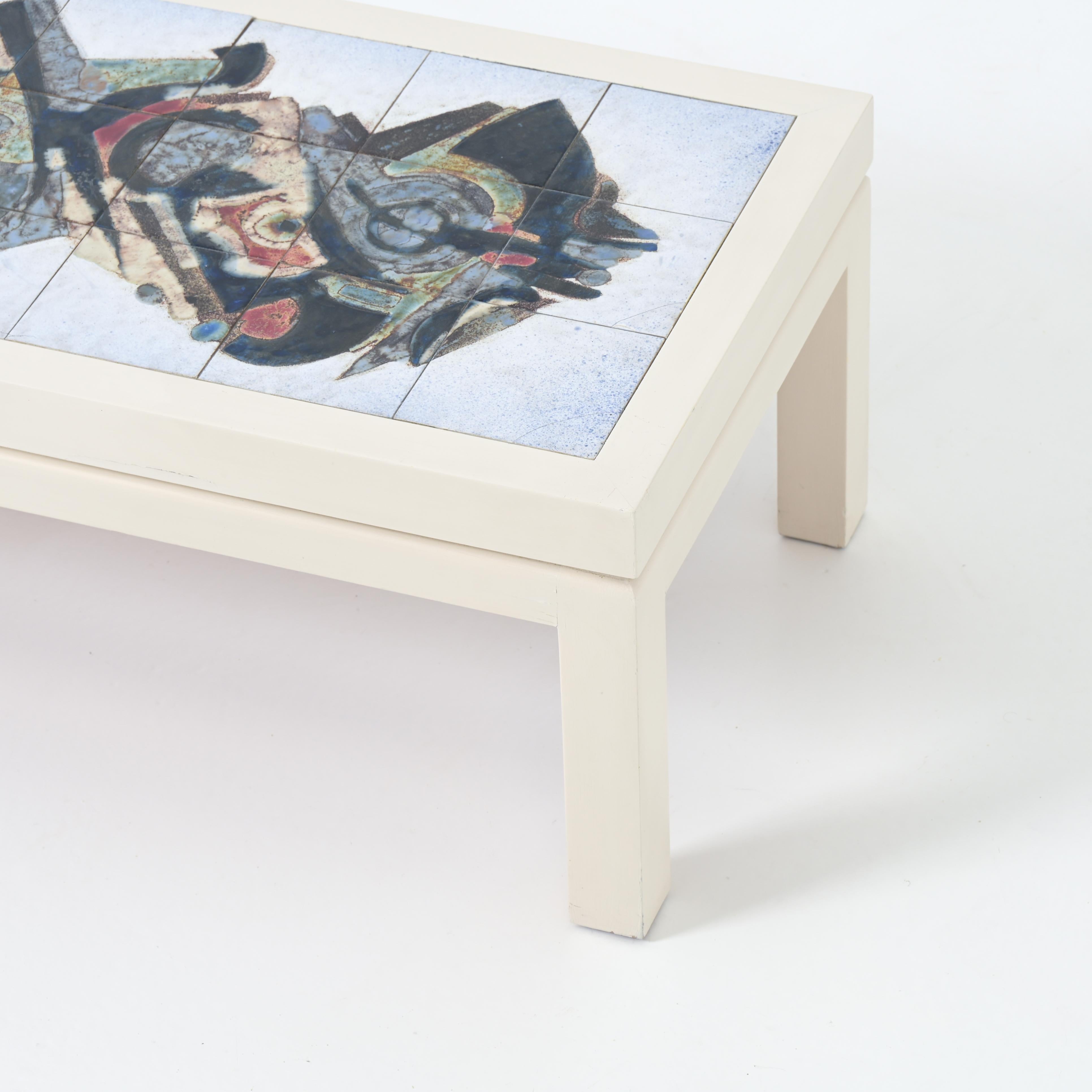 Table en carreaux bleus Willy Meysmans 1970 en vente 3