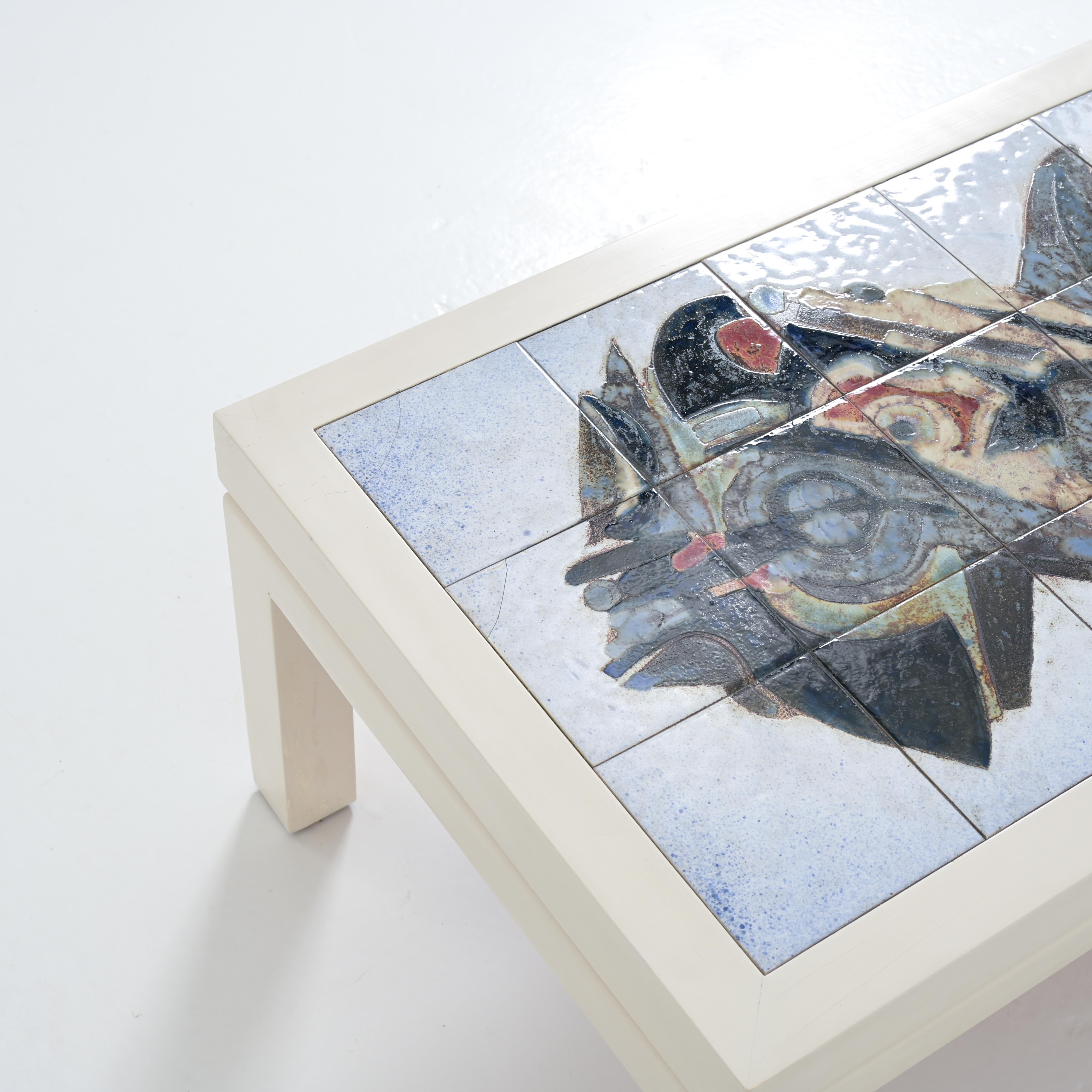 Table en carreaux bleus Willy Meysmans 1970 en vente 6