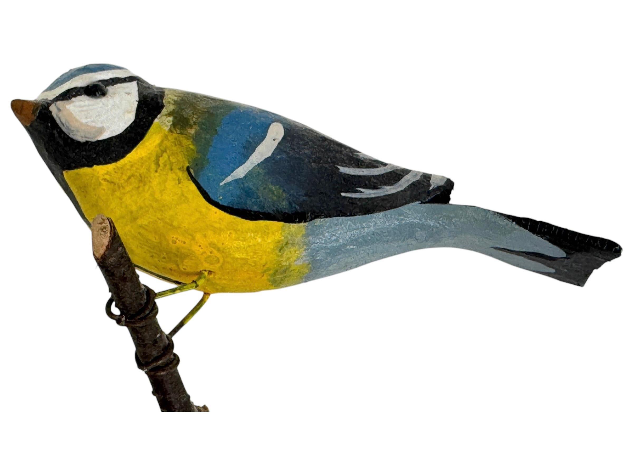 Pájaro Azul Tit Vichtauer Tallado a Mano en Madera, Arte Popular de la Selva Negra, Austria, Años 20 en venta 3