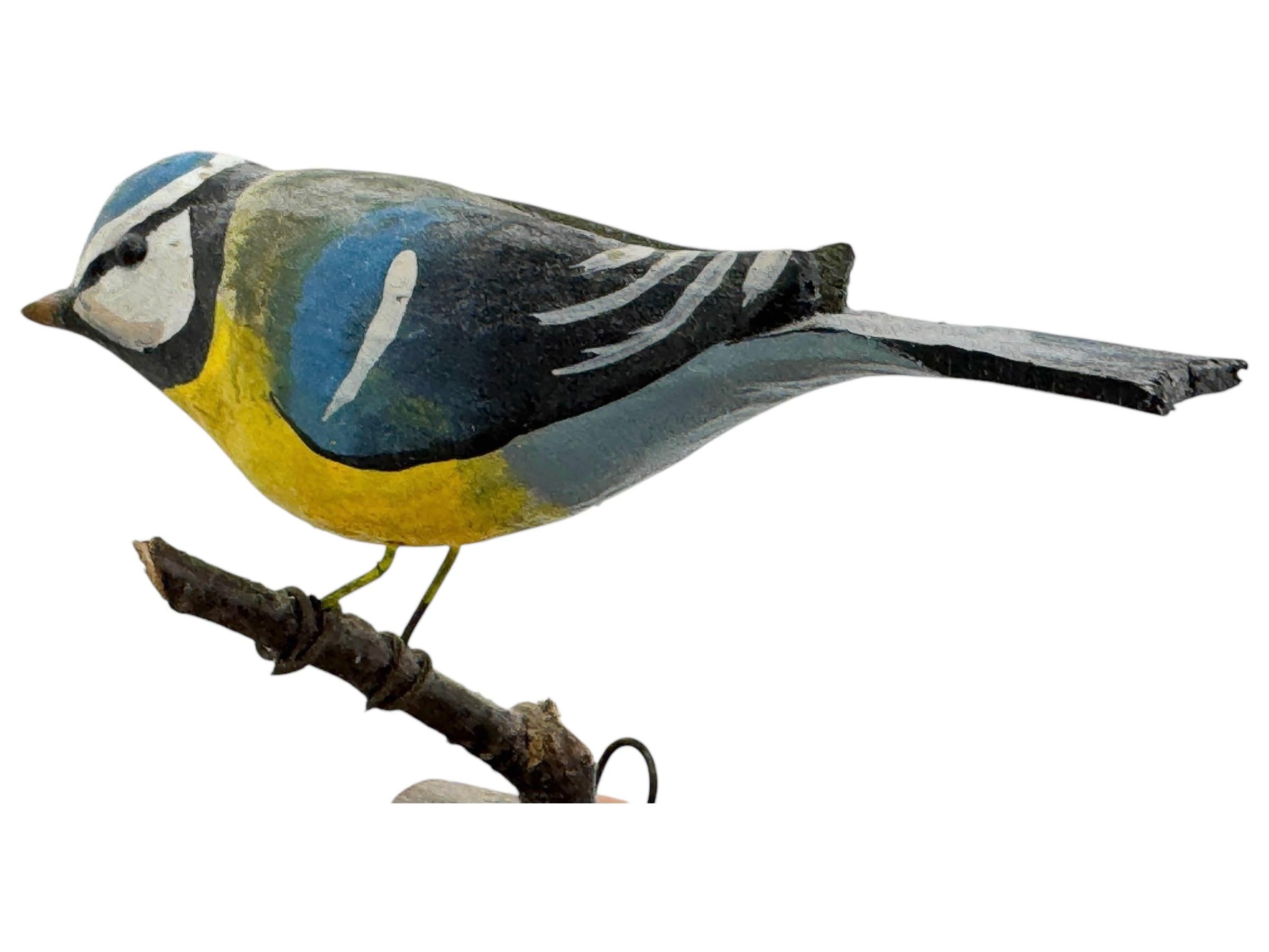 Pájaro Azul Tit Vichtauer Tallado a Mano en Madera, Arte Popular de la Selva Negra, Austria, Años 20 en venta 4