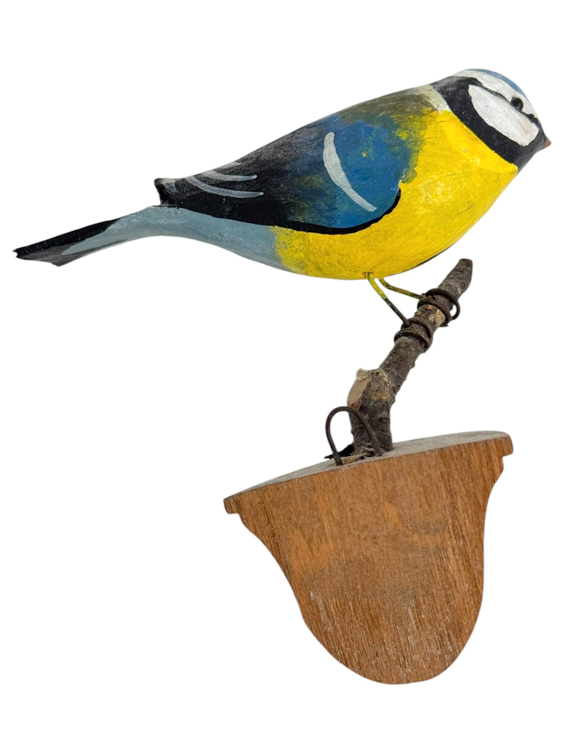 Pájaro Azul Tit Vichtauer Tallado a Mano en Madera, Arte Popular de la Selva Negra, Austria, Años 20 Bosque negro en venta