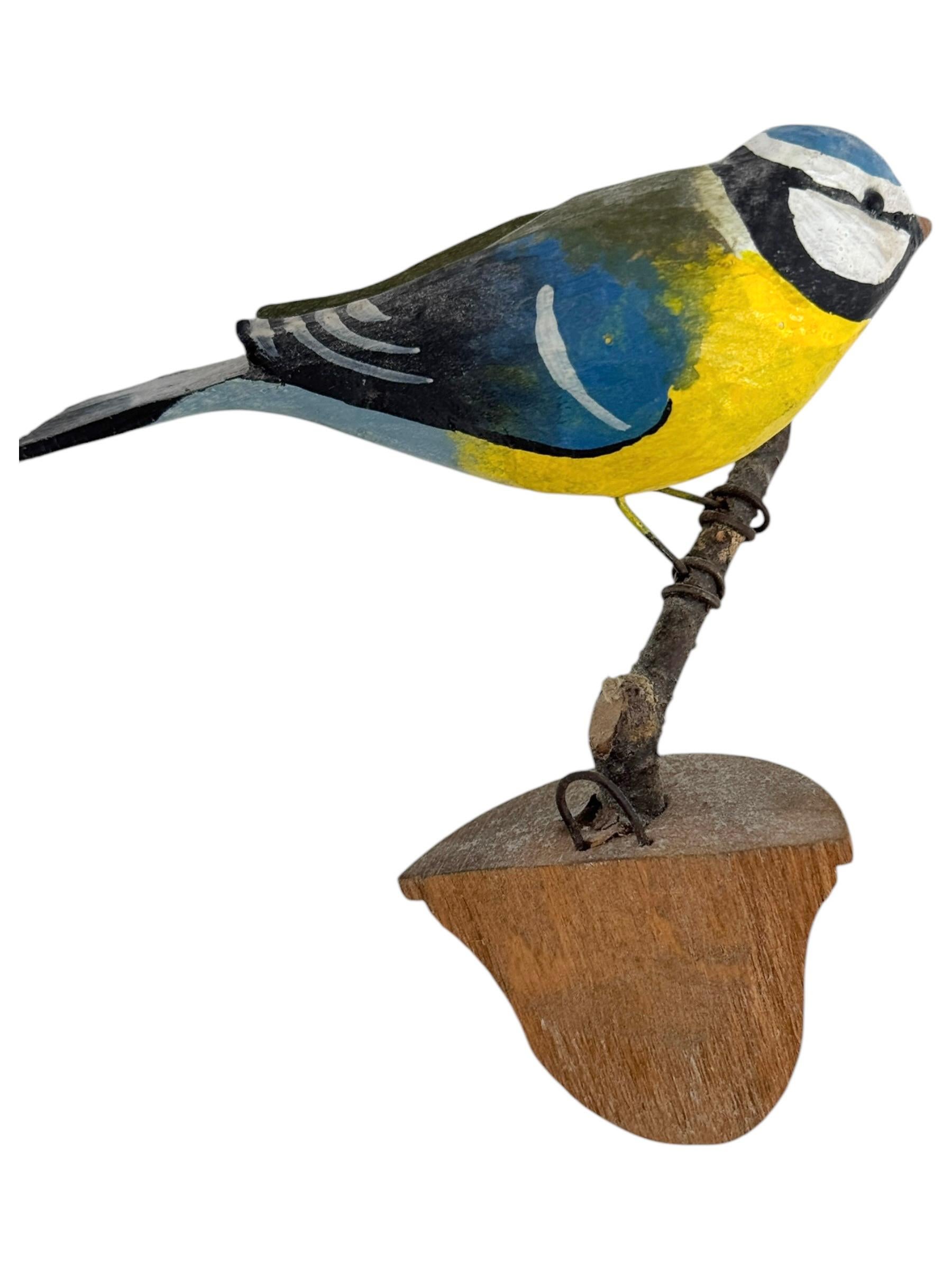 Pájaro Azul Tit Vichtauer Tallado a Mano en Madera, Arte Popular de la Selva Negra, Austria, Años 20 en Bueno estado para la venta en Nuernberg, DE